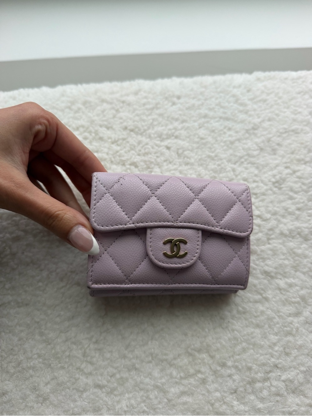 CHANEL Quilted Mini Wallet in Light Lavender
